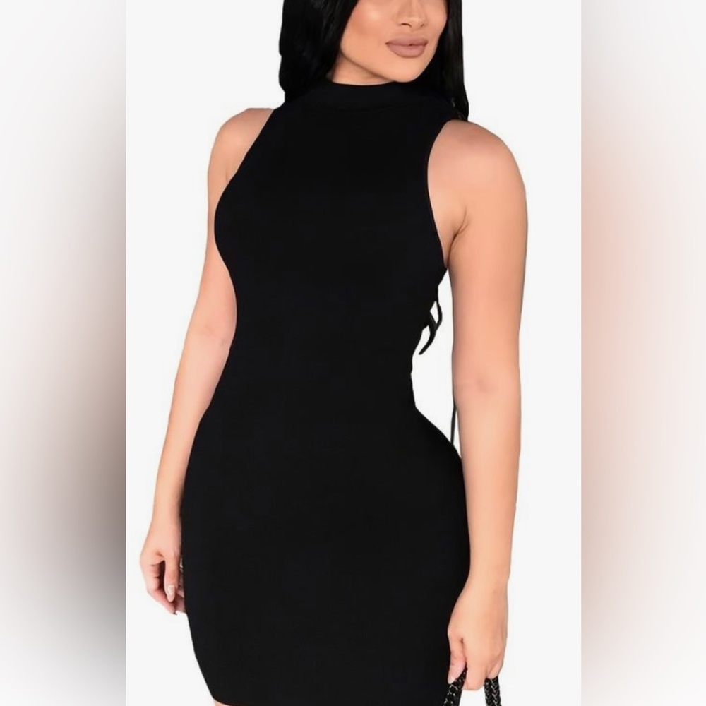 Olivaceous | Black Ribbed Tight Dress